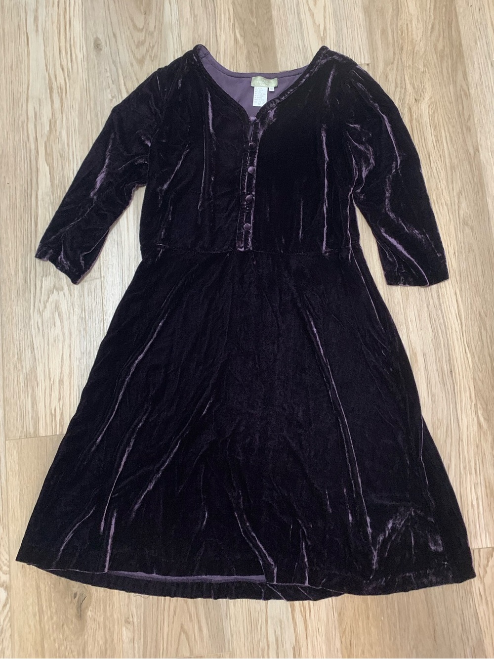 Plum Velvet Dress The Territory Ahead 3/4 Sleeve 10